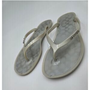 Coach Lyra Womens 7B Silver Jelly Signature Thong Flip Flop Sandals